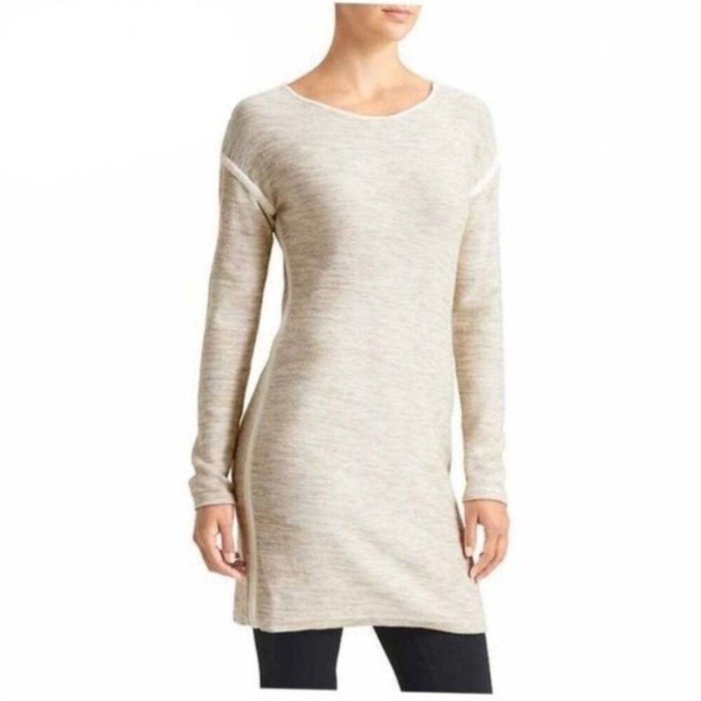 Athleta Light Beige Long Sleeve Mini Dress